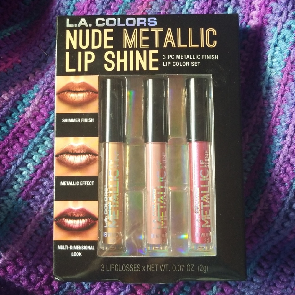 💄💋Set of 3 nude metallic lip shine glosses